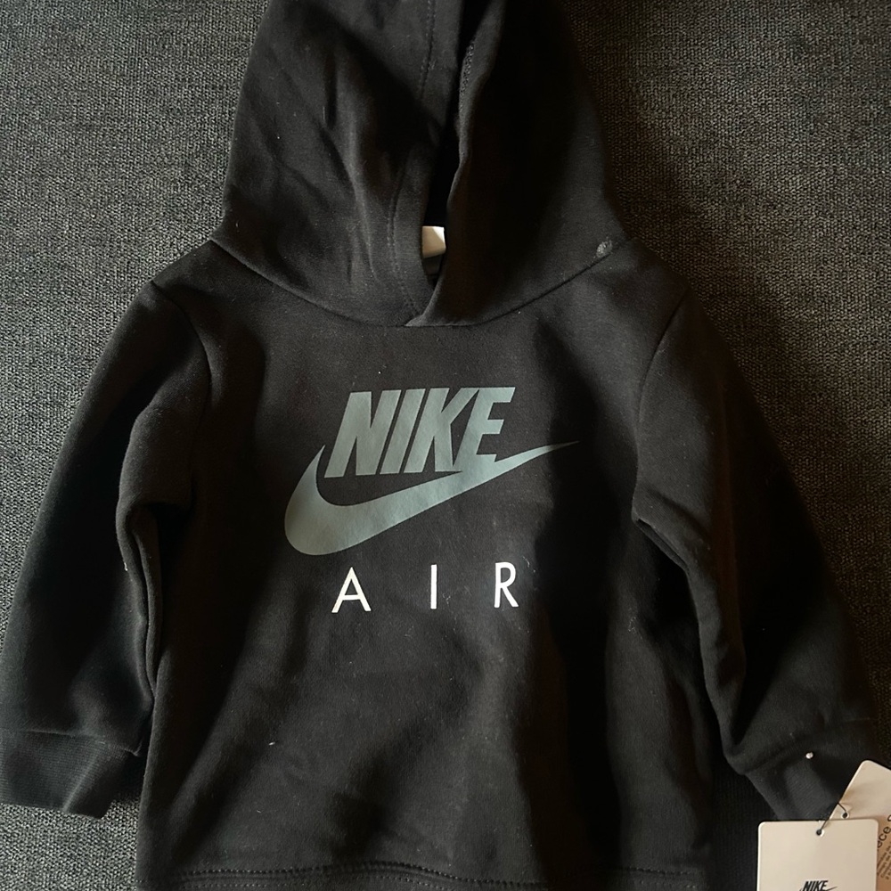 Nike Air Black Carbon Heather Hooded Sweatshirt Size 12m 74-80 Cm NWT Pullover